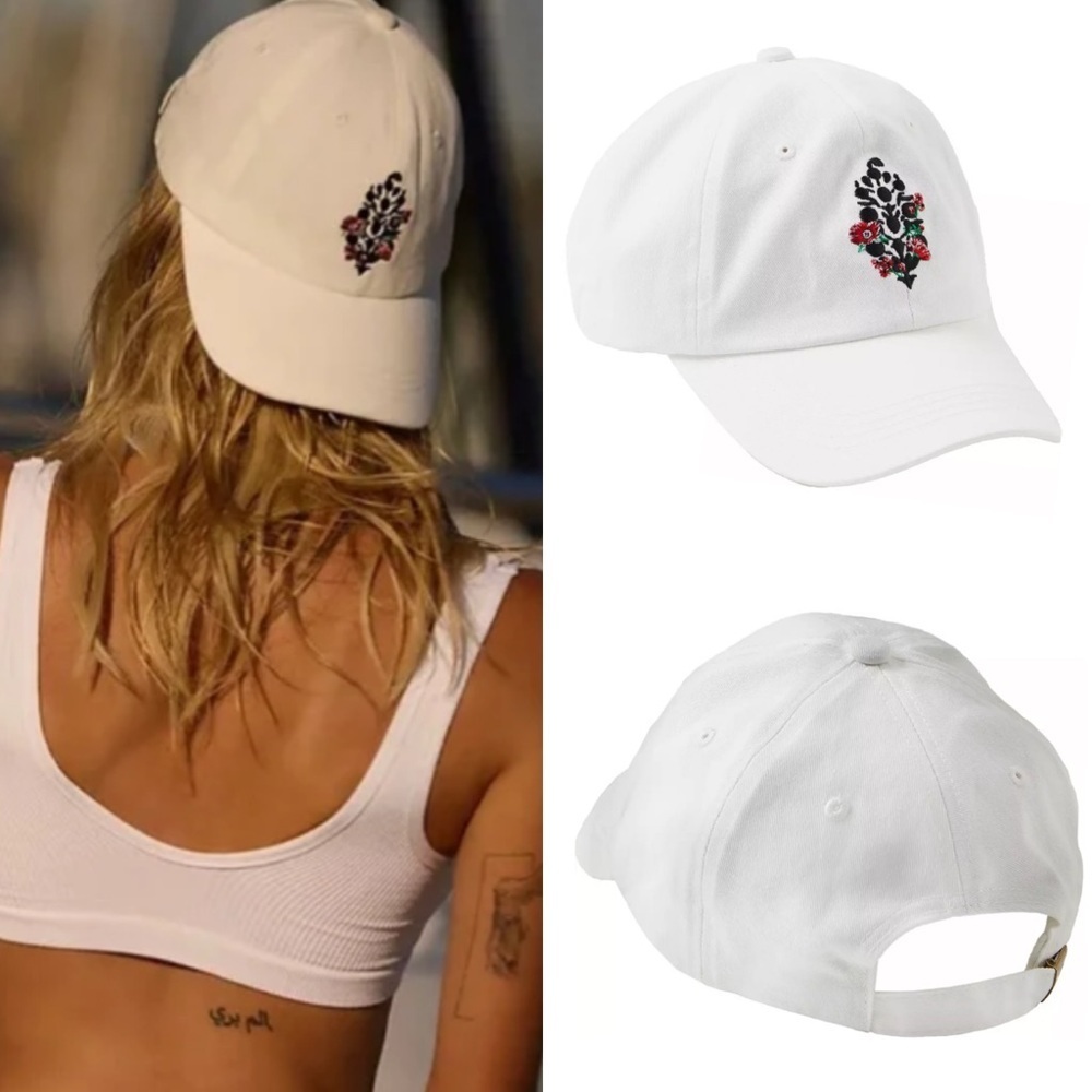 NWT FREE PEOPLE - FP Movement Women's Blooming Buti Baseball Hat in ivory OS